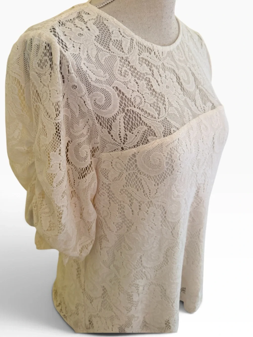 Anthropologie White Lace Short-Sleeve Blouse